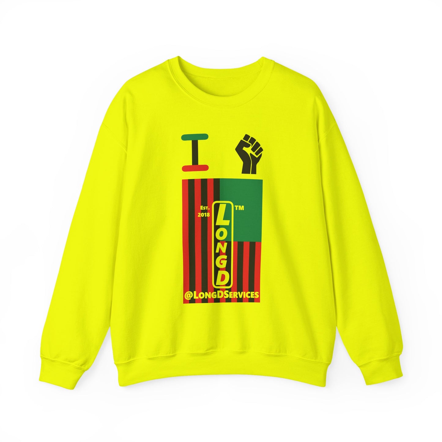 I Fist LongD negative flag tag upright logo crewneck sweatshirt