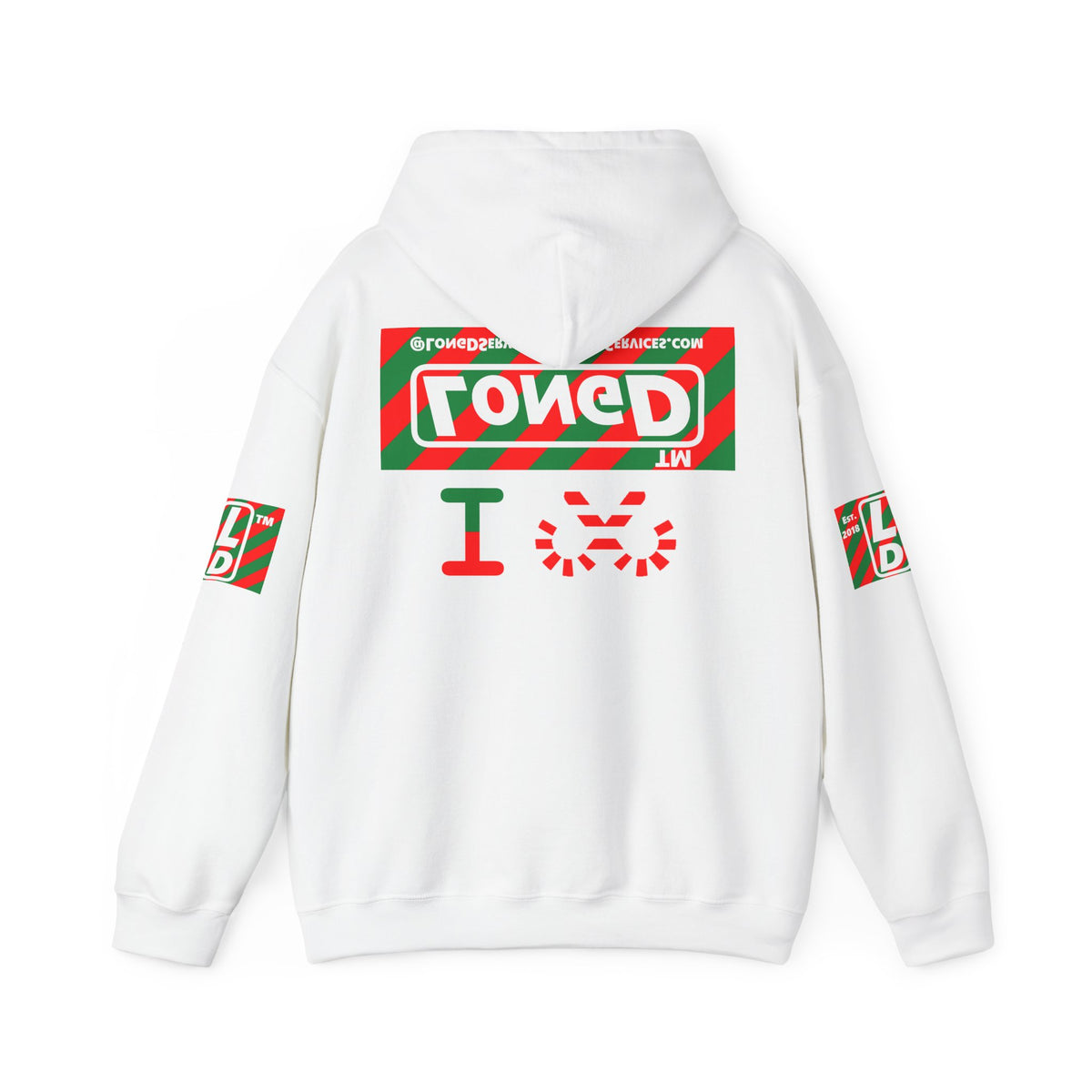 I candy cane LongD Tag-domain negative 12-striped 4-print logo hoodie