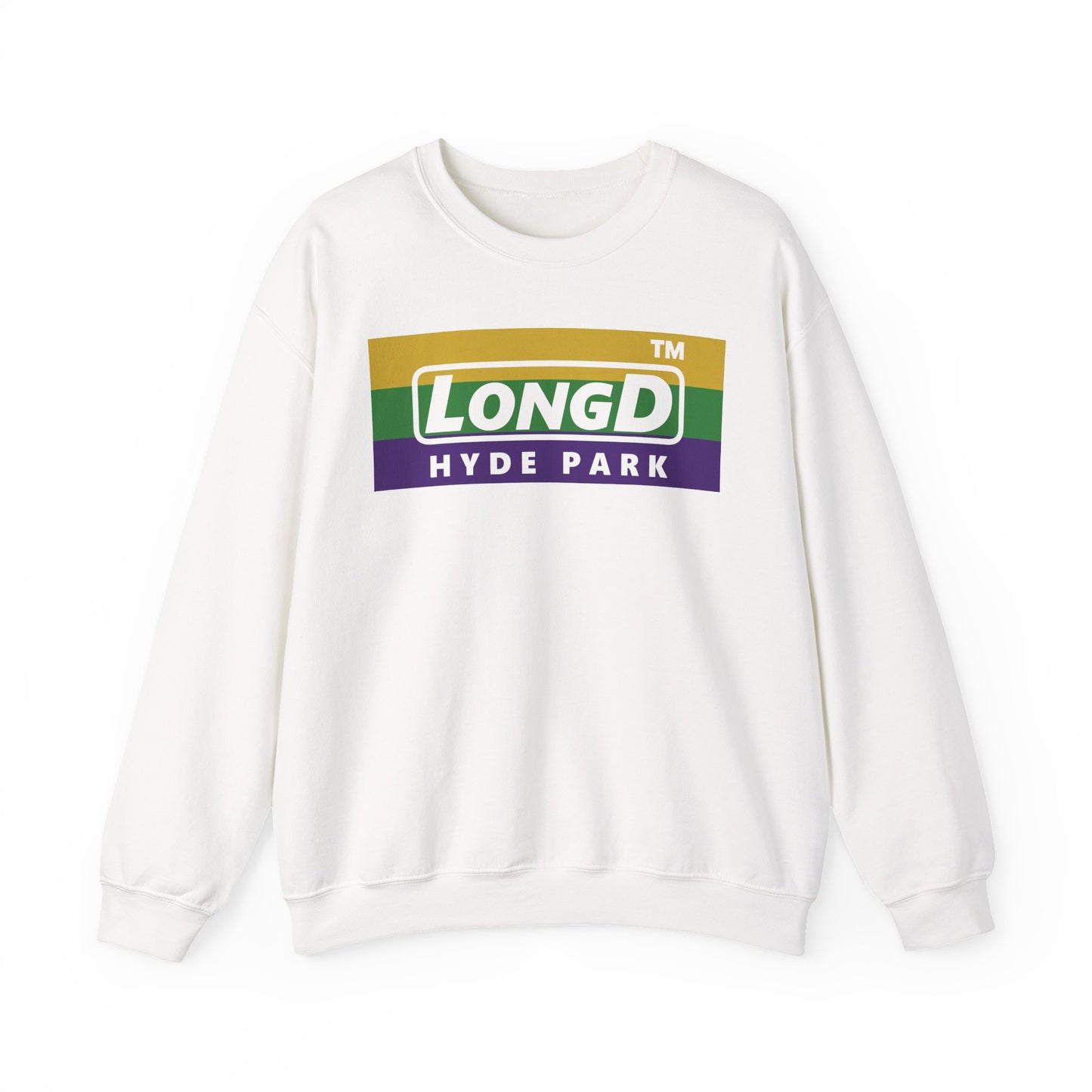 LongD negative striped Hyde Park logo crewneck sweatshirt