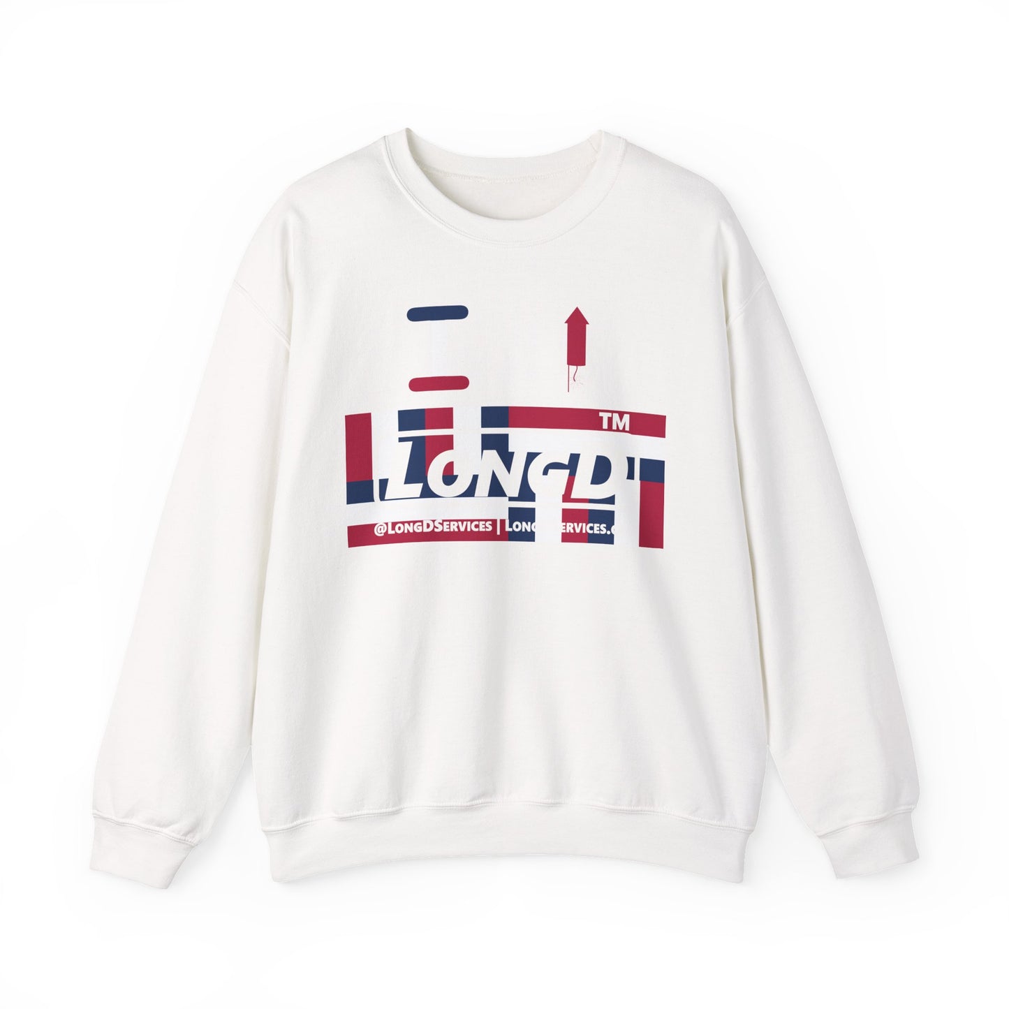 I firecracker LongD negative modified windmill tag-domain logo crewneck sweatshirt