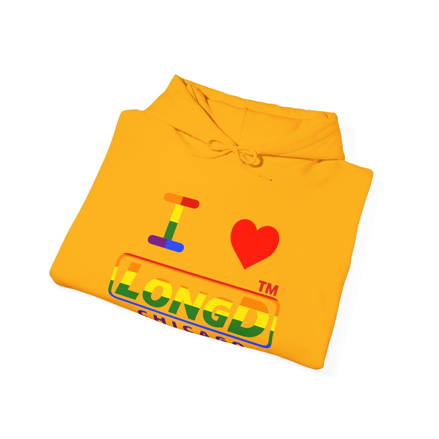 I Luv LongD® positive horizontal striped Chicago logo hoodie (Pride colors)