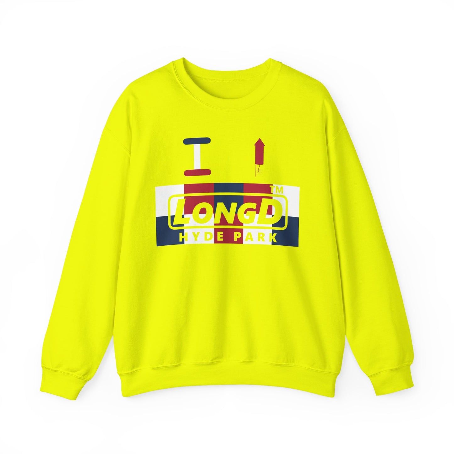 I firecracker LongD negative 2x5 Hyde Park logo crewneck sweatshirt