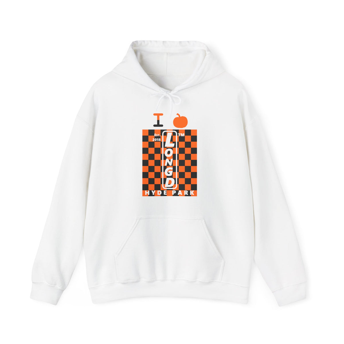 I pumpkin LongD Hyde Park negative upright checkered logo hoodie
