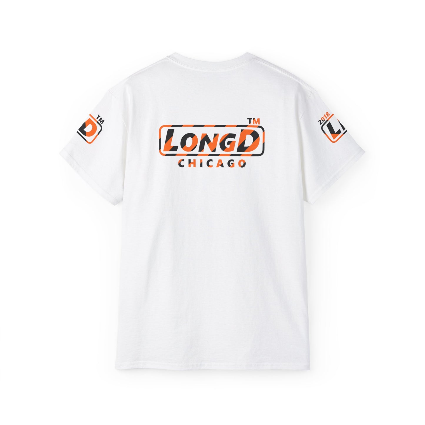 LongD Chicago positive 12-striped 4-print logo (Halloween colors) cotton tee