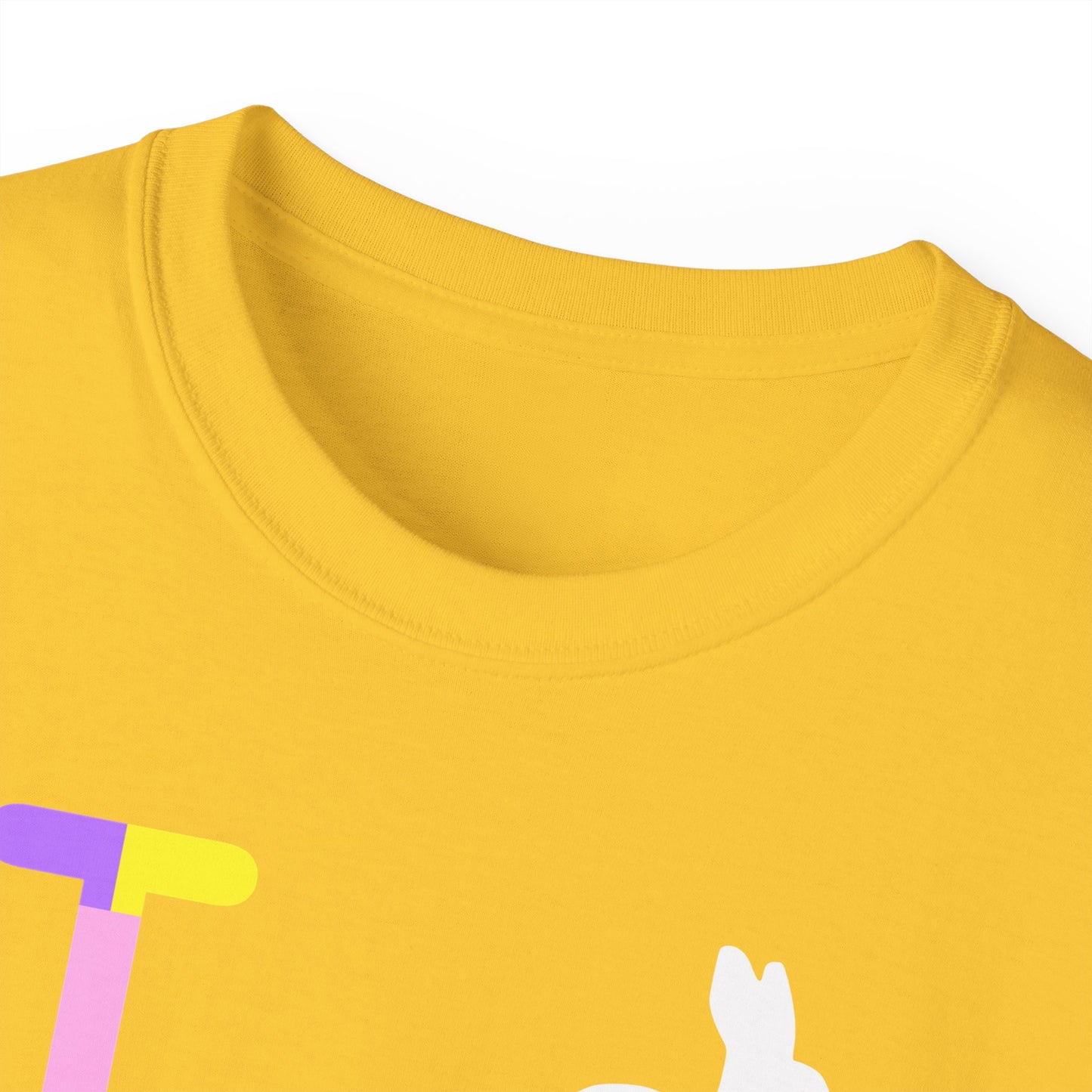 I Bunny LongD® negative horizontal striped Tag Logo Cotton Tee