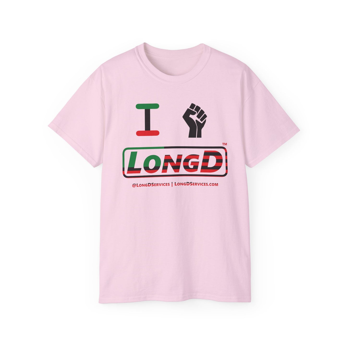 I Fist LongD® Logo Cotton Tee Juneteenth black fist positive flag