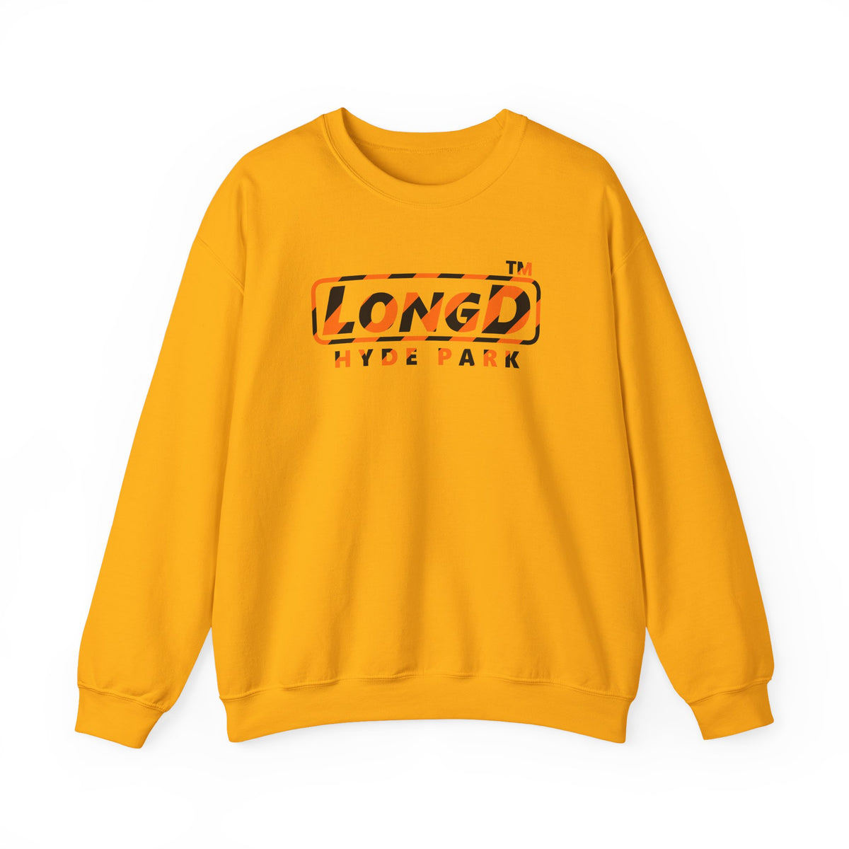 LongD Hyde Park positive 12-striped logo (Halloween colors) crewneck sweatshirt