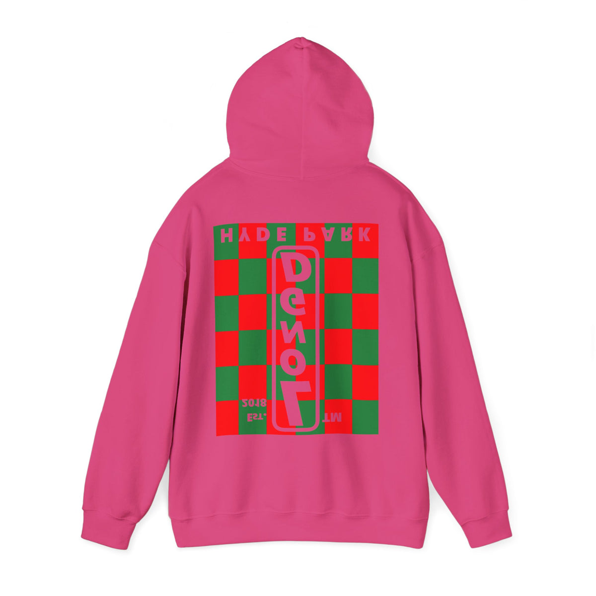 LongD Hyde Park negative upright checkered front-back logo (Xmas colors) hoodie
