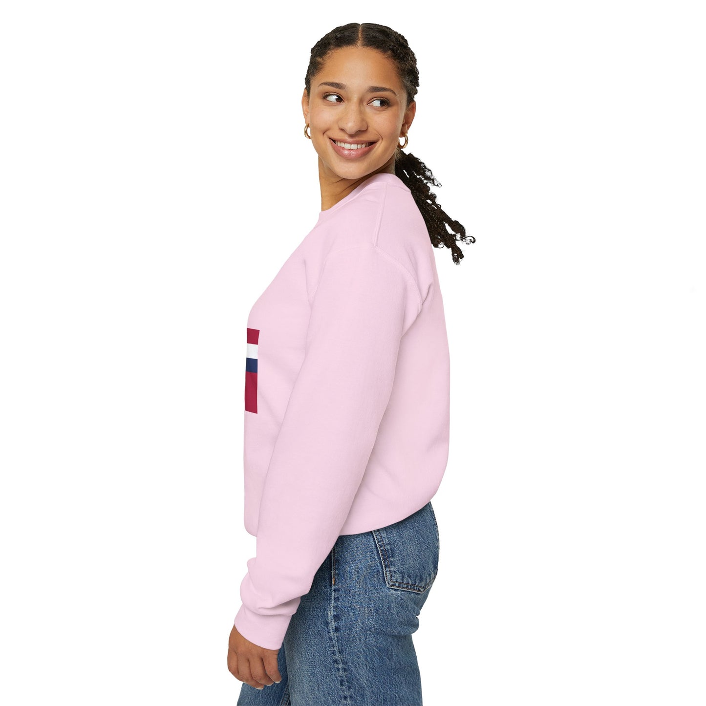 I firecracker LongD negative modified windmill Hyde Park logo crewneck sweatshirt