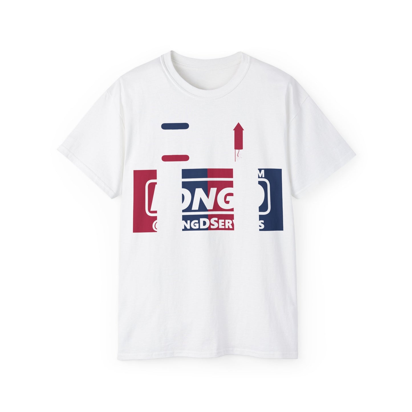 I firecracker LongD negative vertical 6-striped tag logo cotton tee