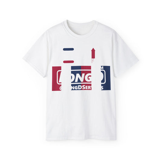 I firecracker LongD negative vertical 6-striped tag logo cotton tee