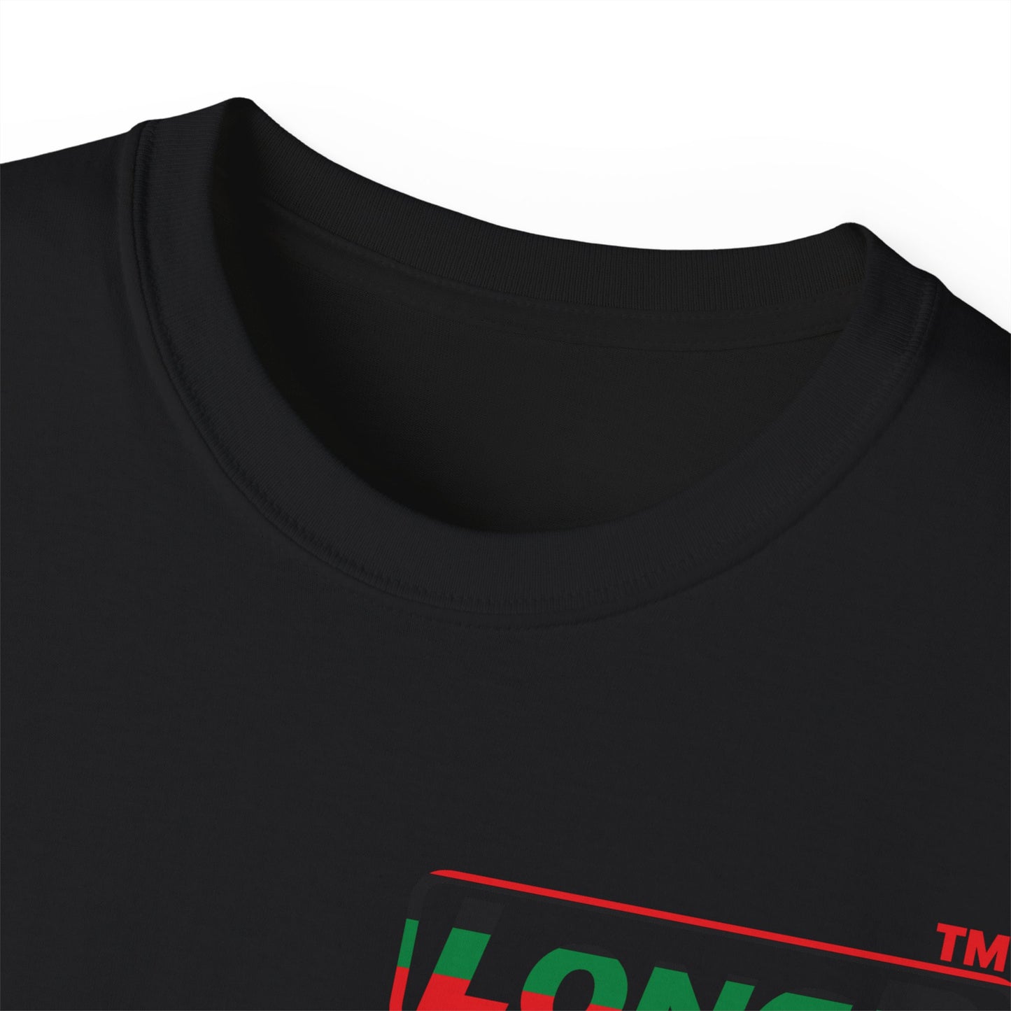LongD positive horizontal 6-striped Hyde Park logo single-breasted front-back cotton tee (Juneteenth colors)
