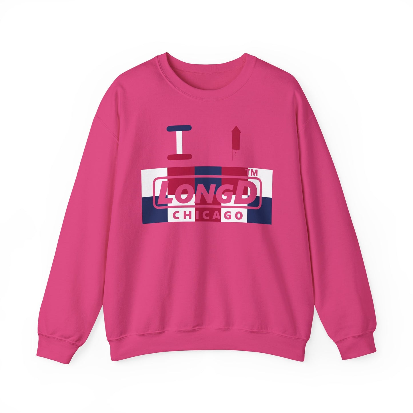I firecracker LongD negative 2x5 Chicago logo crewneck sweatshirt