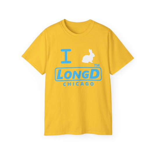 I Bunny LongD® positive turquoise Chicago Logo Cotton Tee