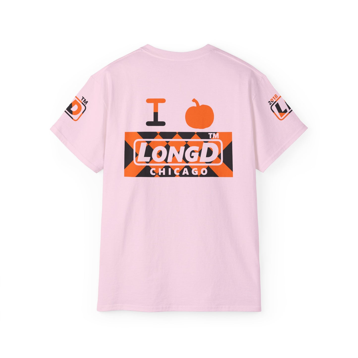 I pumpkin LongD Chicago negative stylized argyle 4-print logo cotton tee