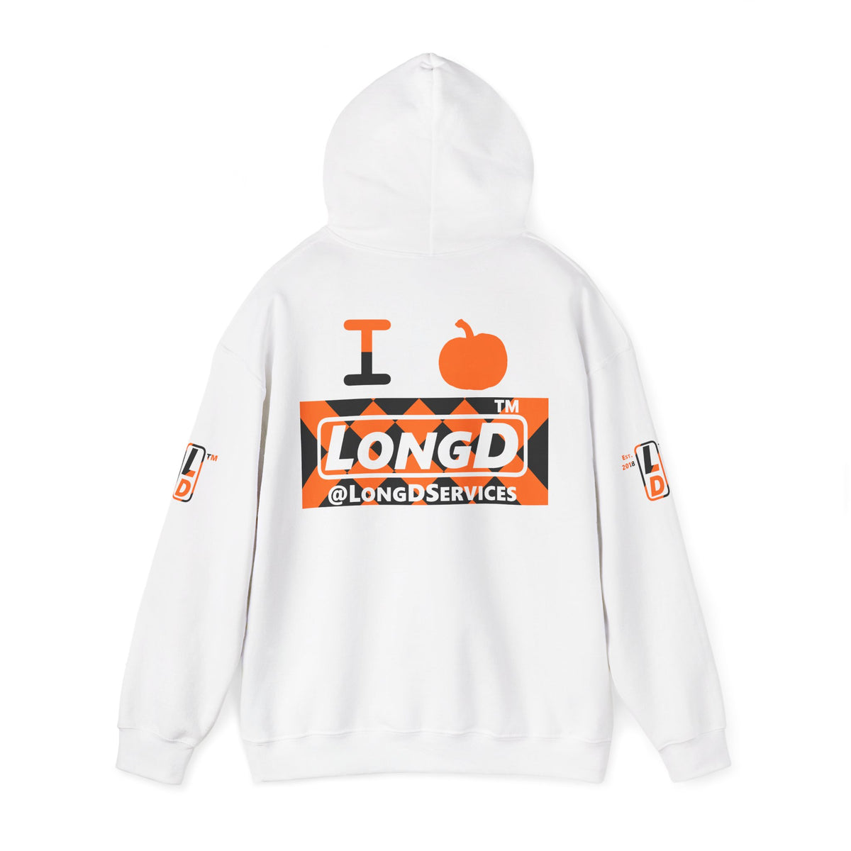 I pumpkin LongD Tag negative stylized argyle 4-print logo hoodie