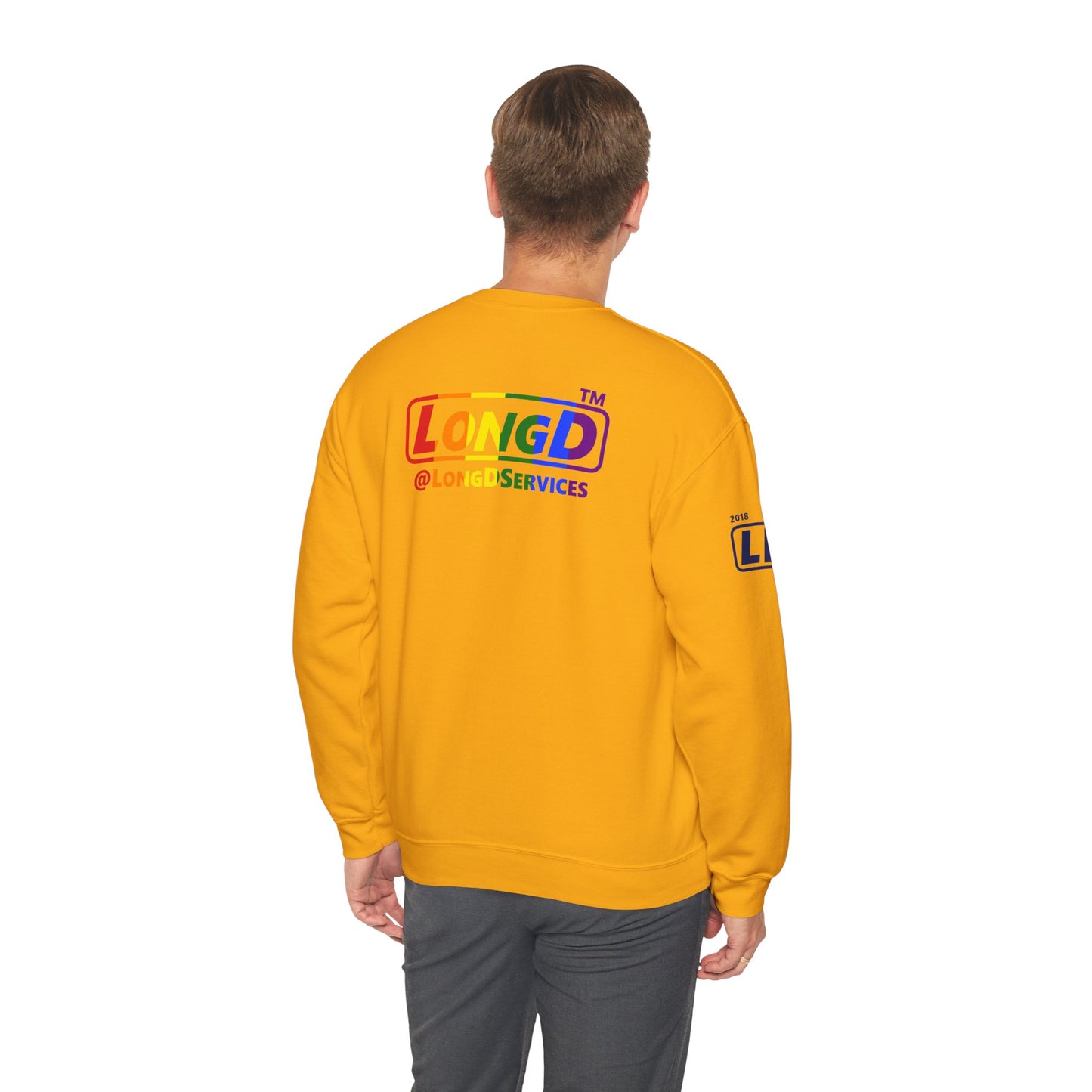 I Luv LongD official basic 4-print Chicago logo crewneck sweatshirt with Pride heart