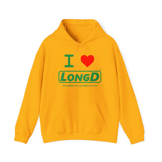 I Luv LongD® Logo Hoodie (St. Patrick's Day green text)