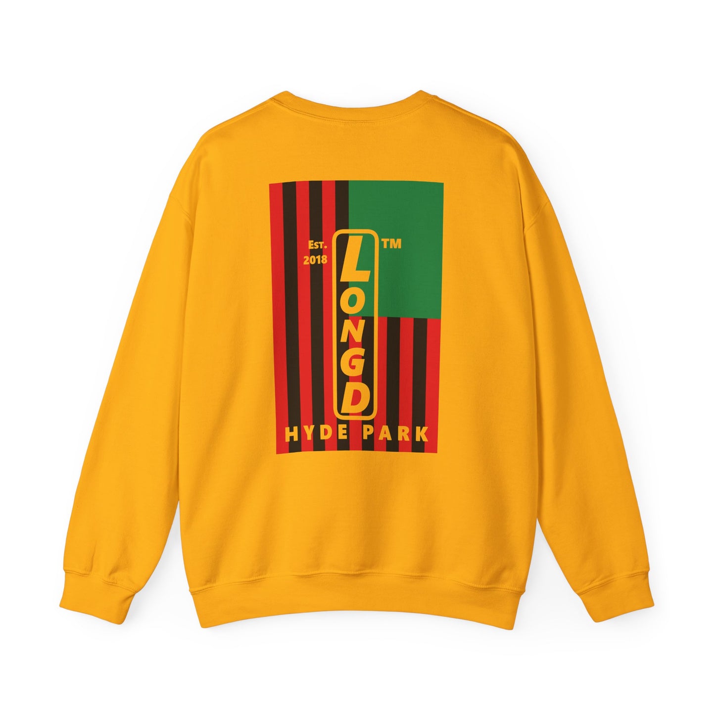LongD negative cropped flag single-breasted front-back Hyde Park upright logo crewneck sweatshirt (Juneteenth colors)