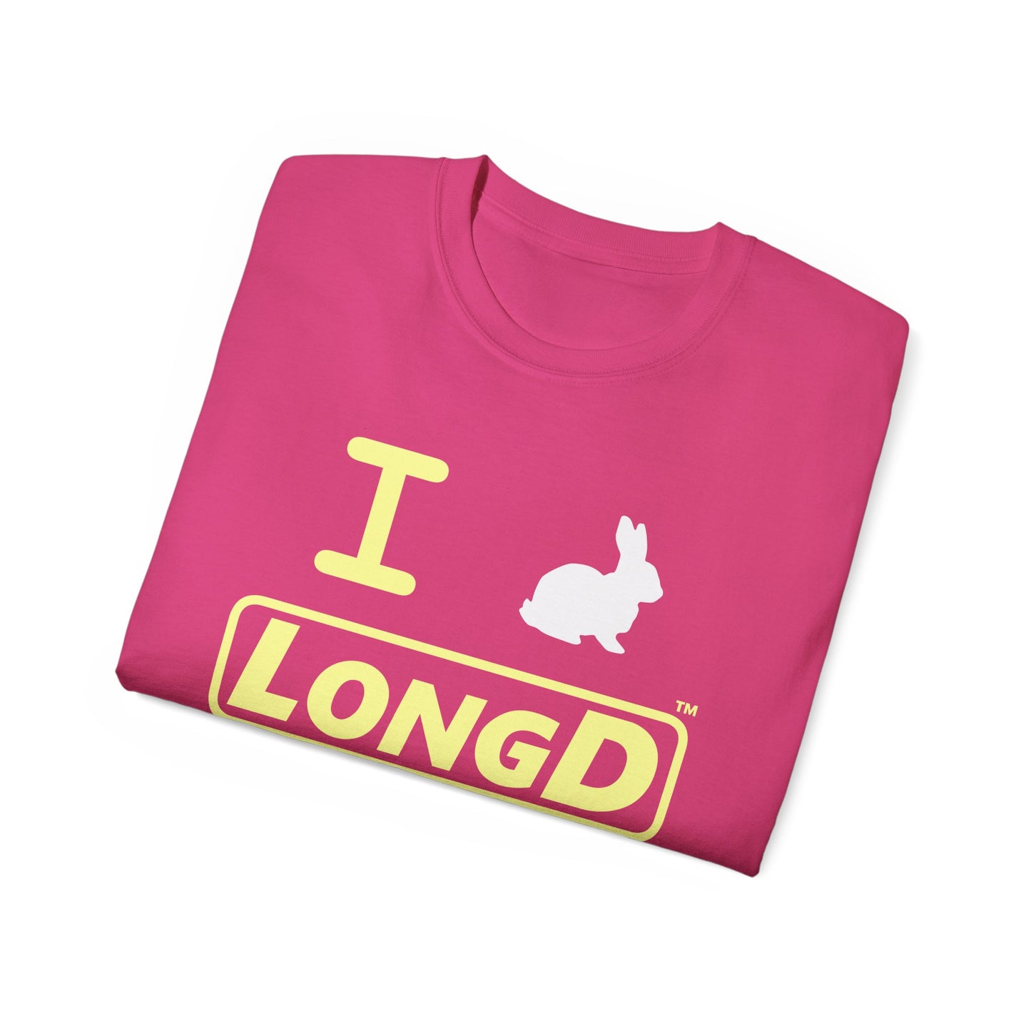 I Bunny LongD® Logo Cotton Tee Easter pastel yellow text (white Easter Bunny)