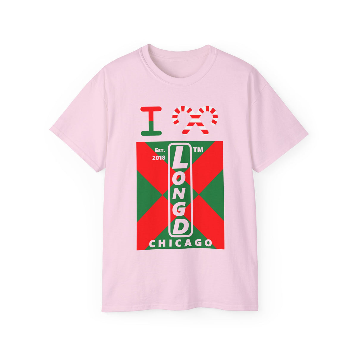 I candy cane LongD Chicago negative upright argyle x logo cotton tee
