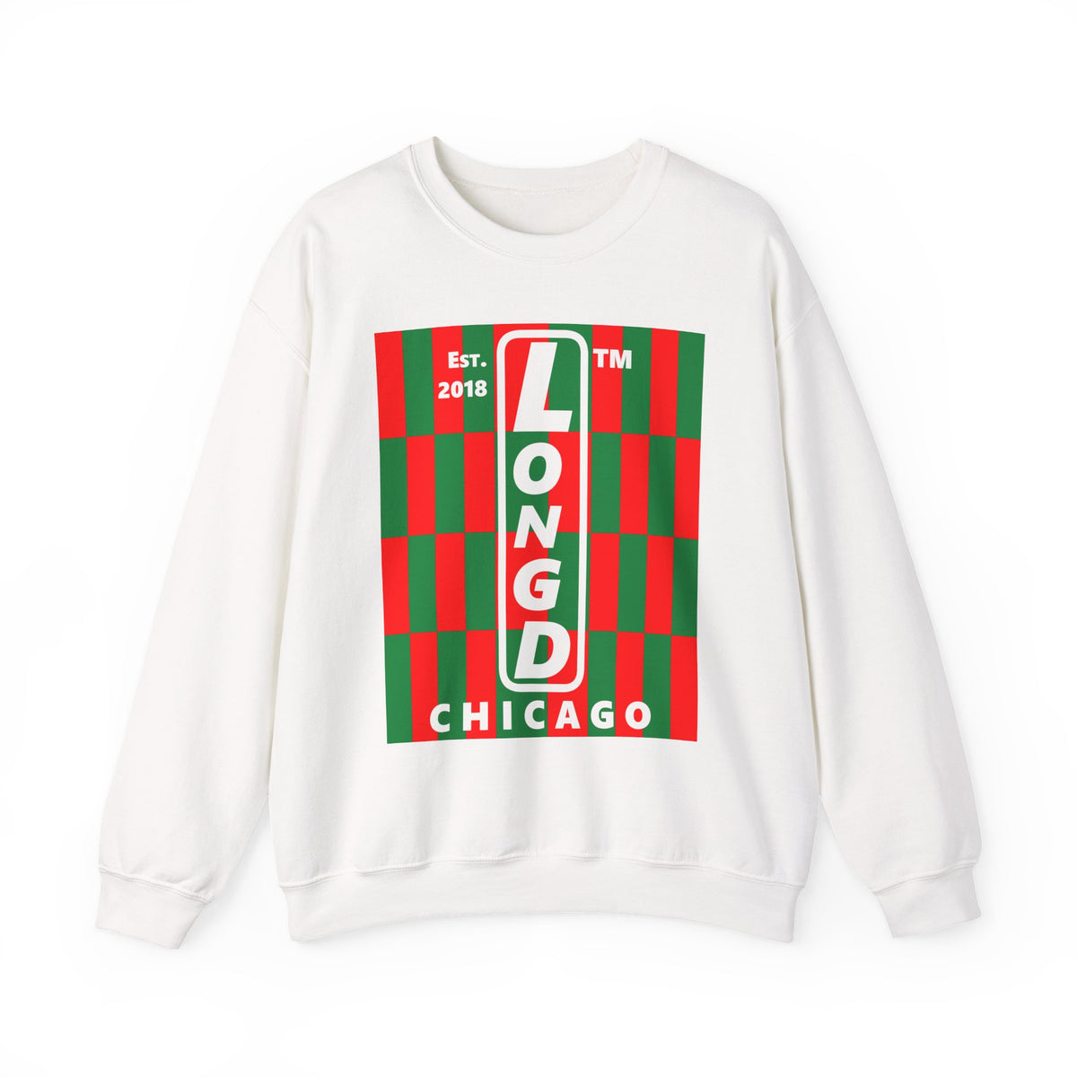LongD Chicago negative upright tiled logo (Xmas colors) crewneck sweatshirt
