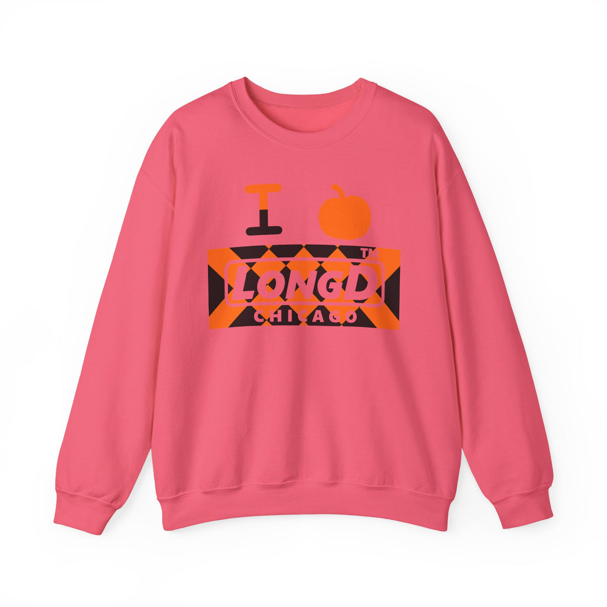 I pumpkin LongD Chicago negative stylized argyle logo crewneck sweatshirt