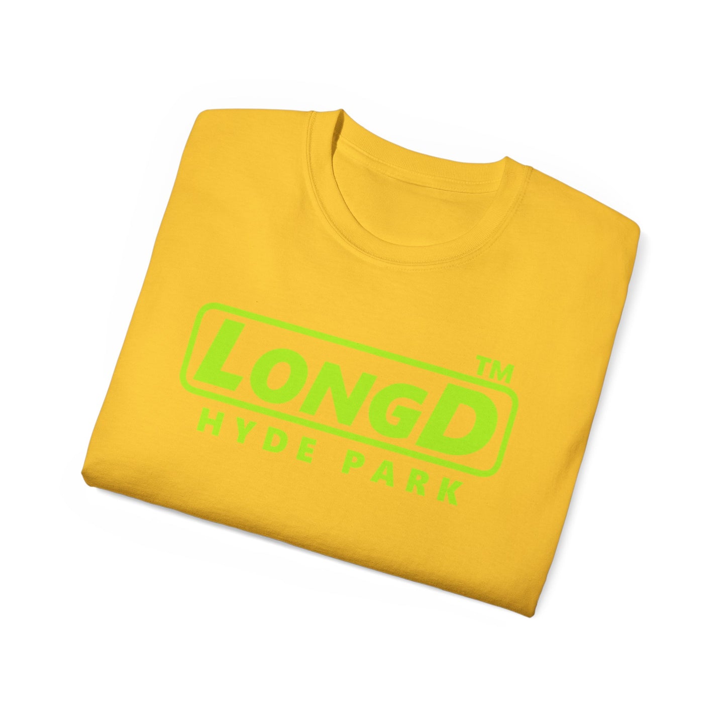 LongD® positive lime green Hyde Park Logo Cotton Tee