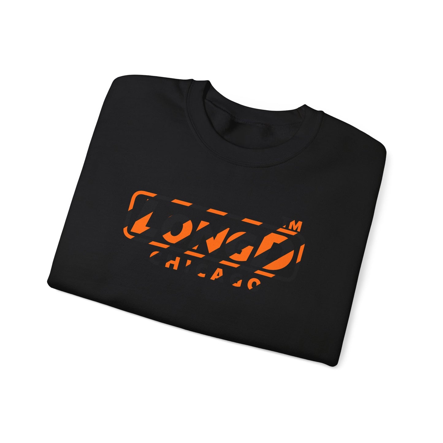 LongD Chicago positive 12-striped 4-print logo (Halloween colors) crewneck sweatshirt