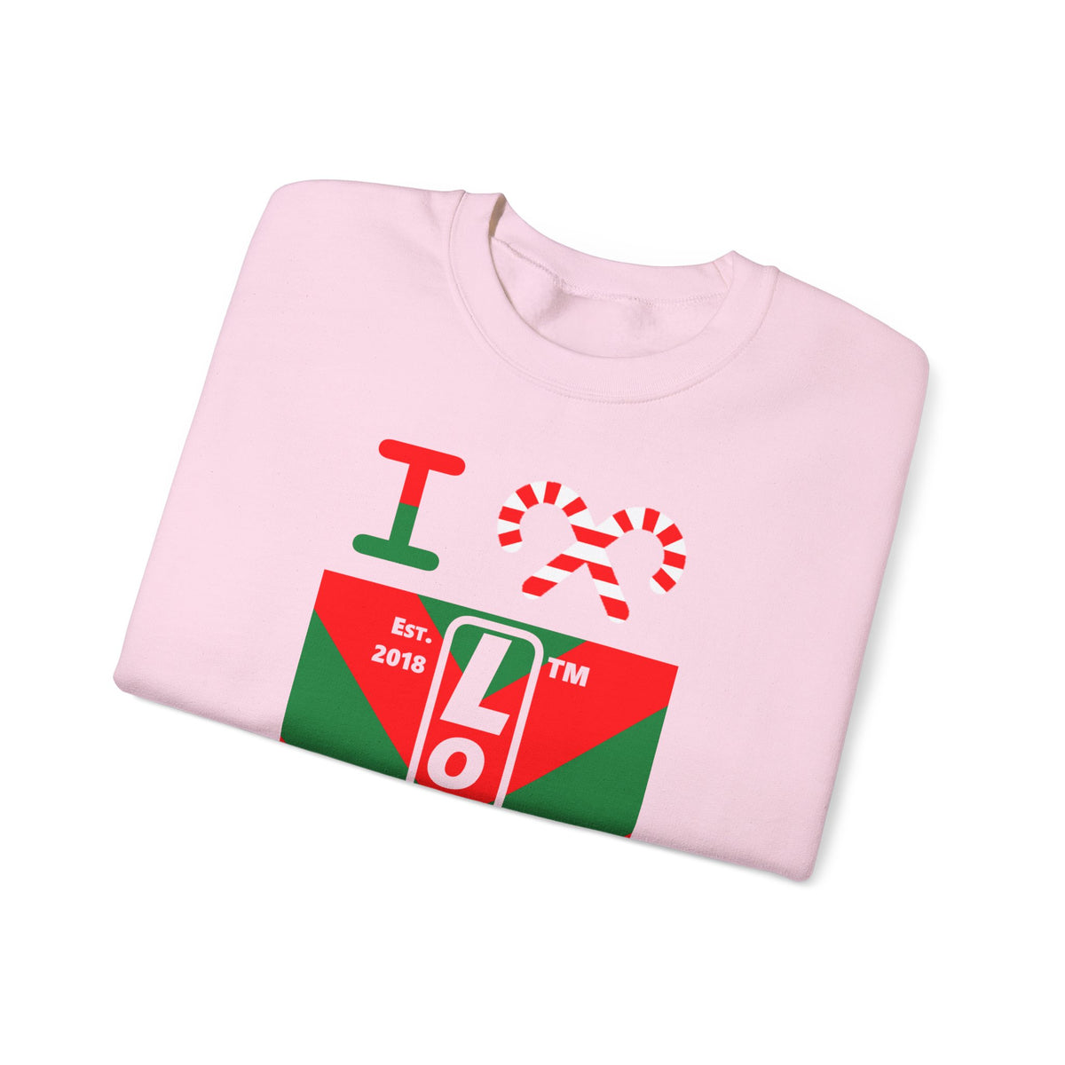 I candy cane LongD Chicago negative upright downward chevron logo crewneck sweatshirt