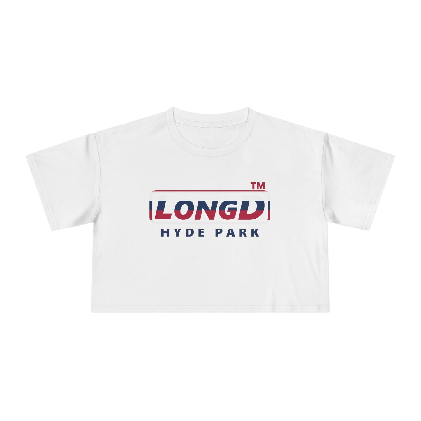 LongD positive horizontal 6-striped Hyde Park Logo Crop Tee (Patriotic colors)