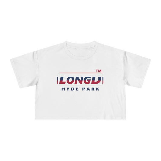 LongD positive horizontal 6-striped Hyde Park Logo Crop Tee (Patriotic colors)