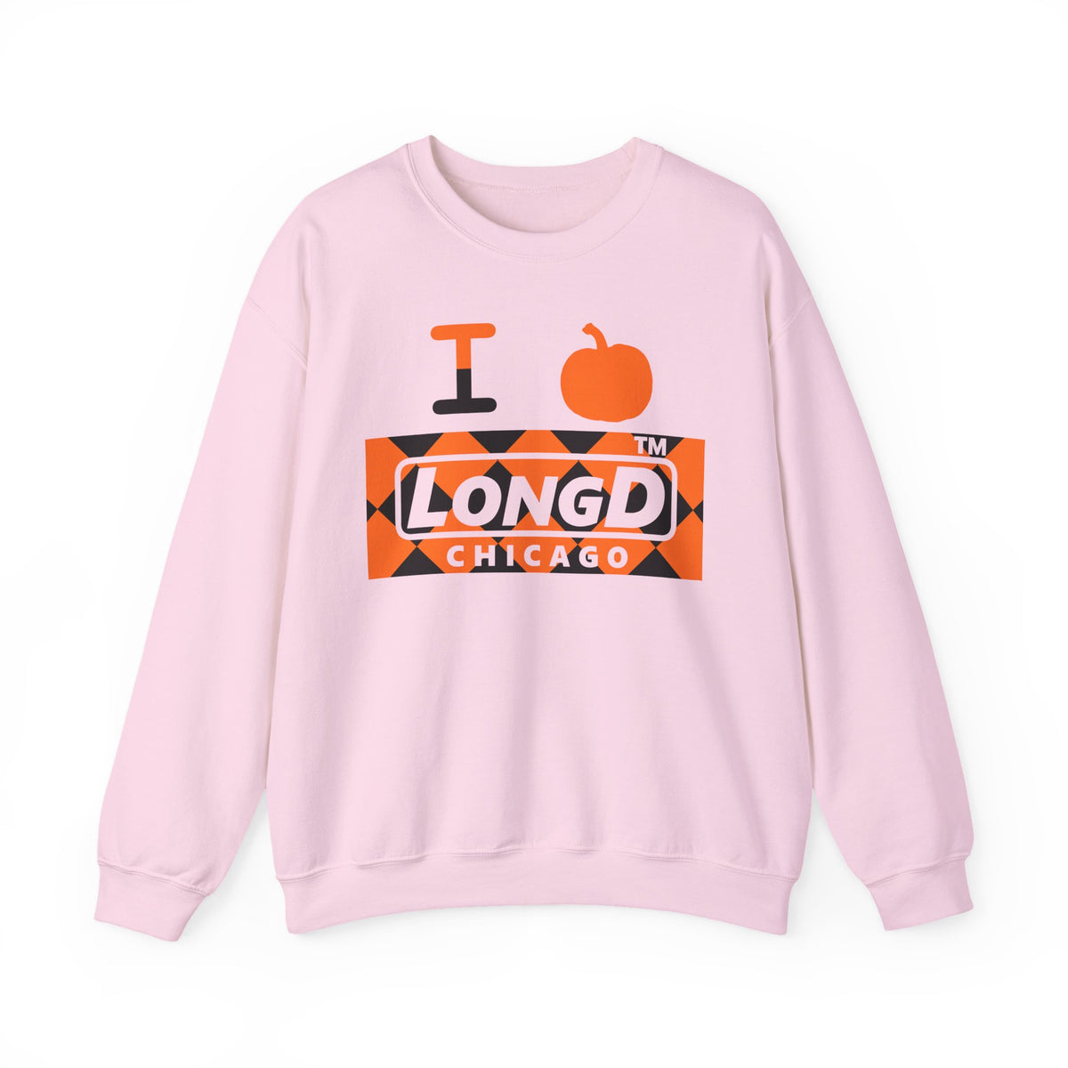 I pumpkin LongD Chicago negative argyle logo crewneck sweatshirt