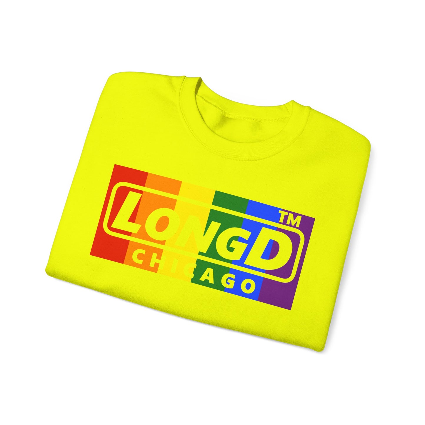 LongD official basic 4-print Chicago logo crewneck sweatshirt with Pride heart