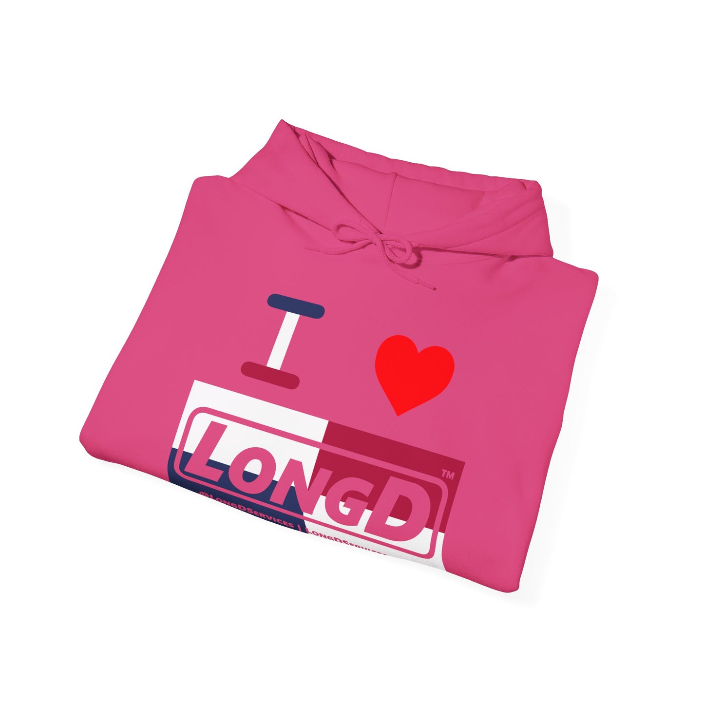 I Luv LongD® Logo Hoodie red, white and blue negative quarters