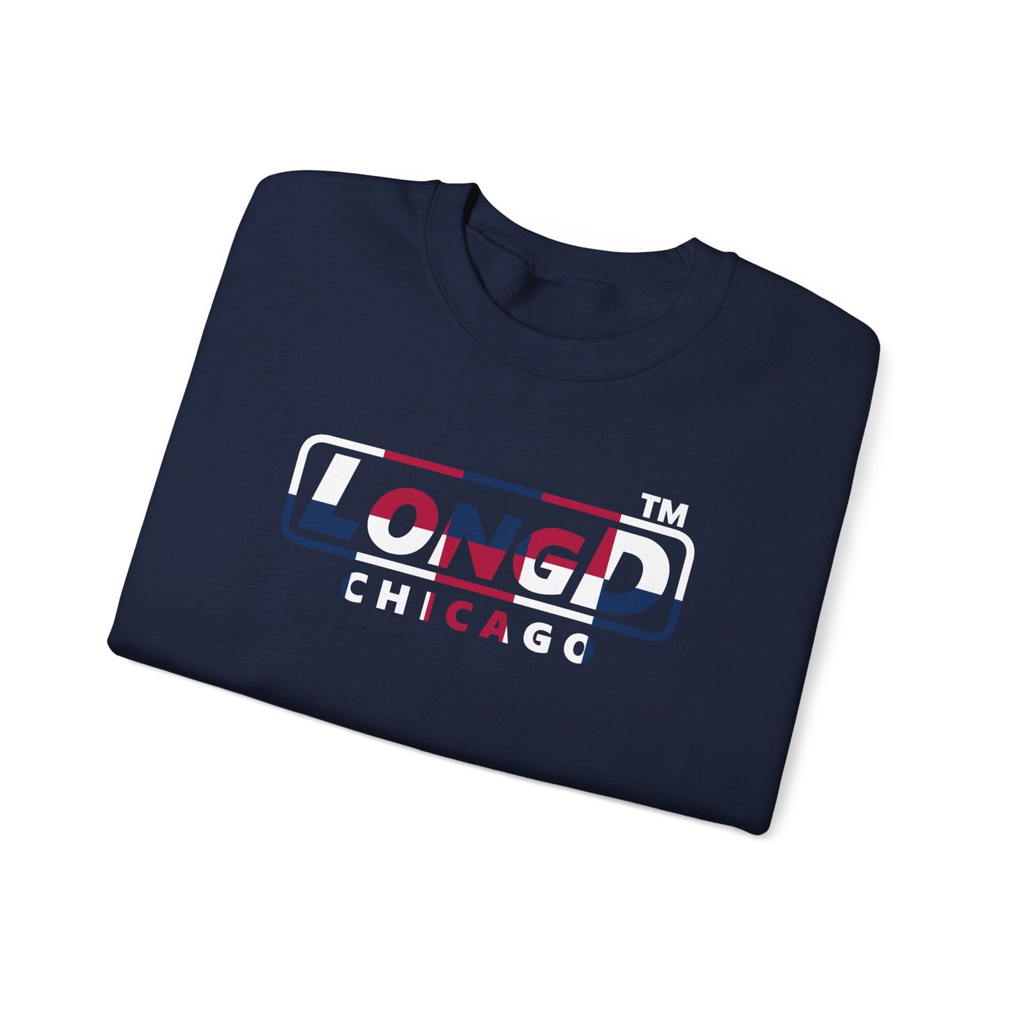 LongD positive 2x5 Chicago logo crewneck sweatshirt (patriotic colors)
