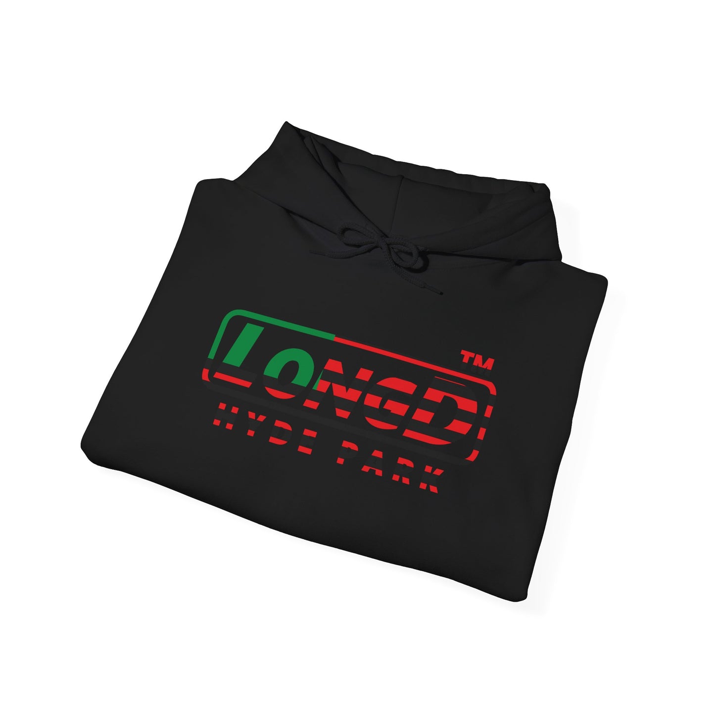 LongD® positive flag Hyde Park logo Hoodie (Juneteenth colors)