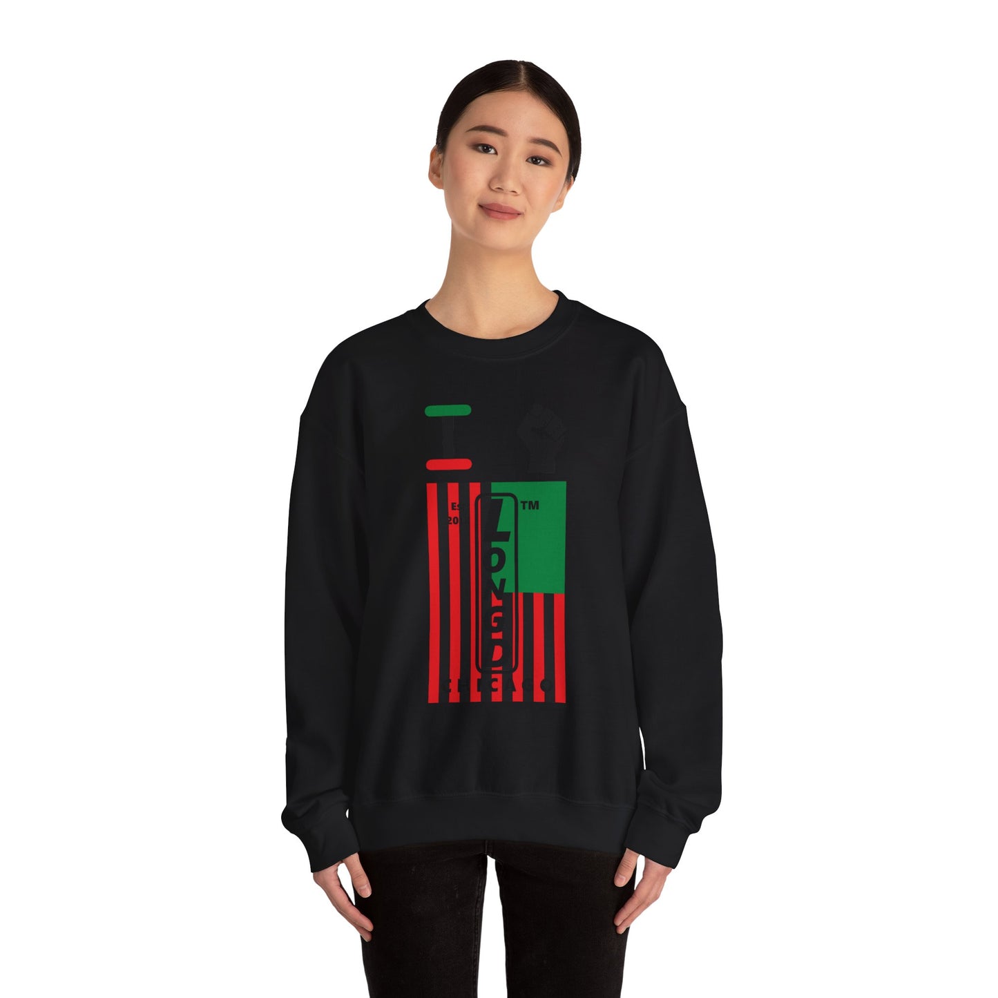 I Fist LongD negative flag Chicago upright logo crewneck sweatshirt