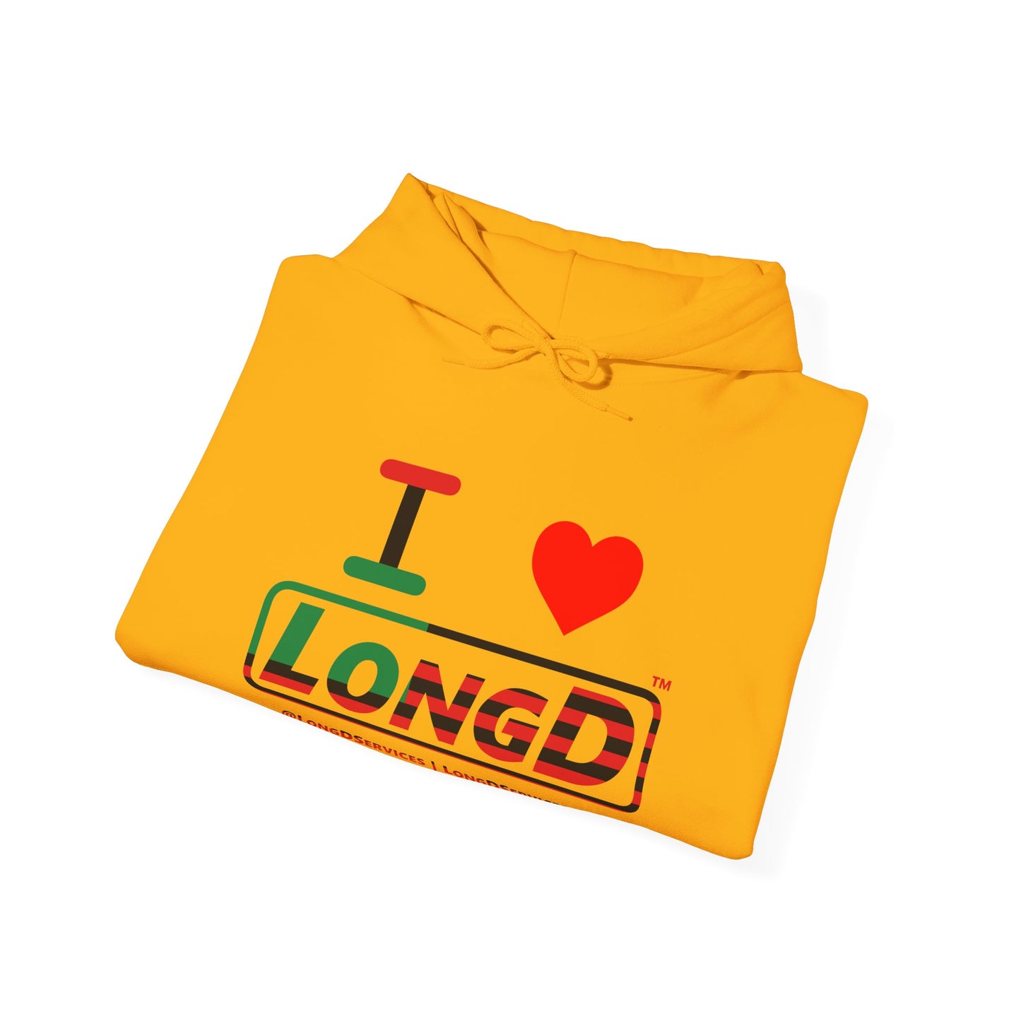 I Luv LongD® Logo Hoodie with Juneteenth positive flag