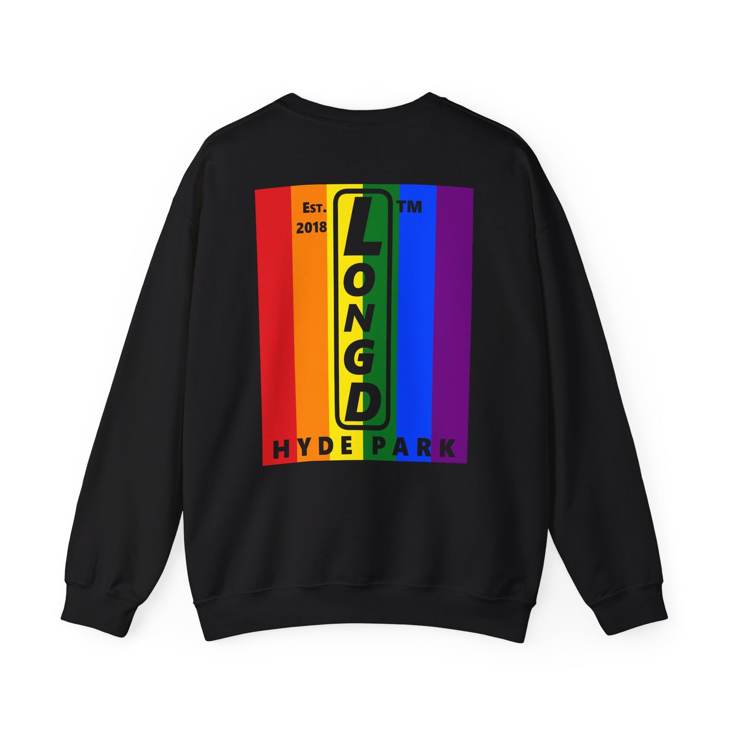 I Luv LongD negative windmill Hyde Park upright front-back logo crewneck sweatshirt
