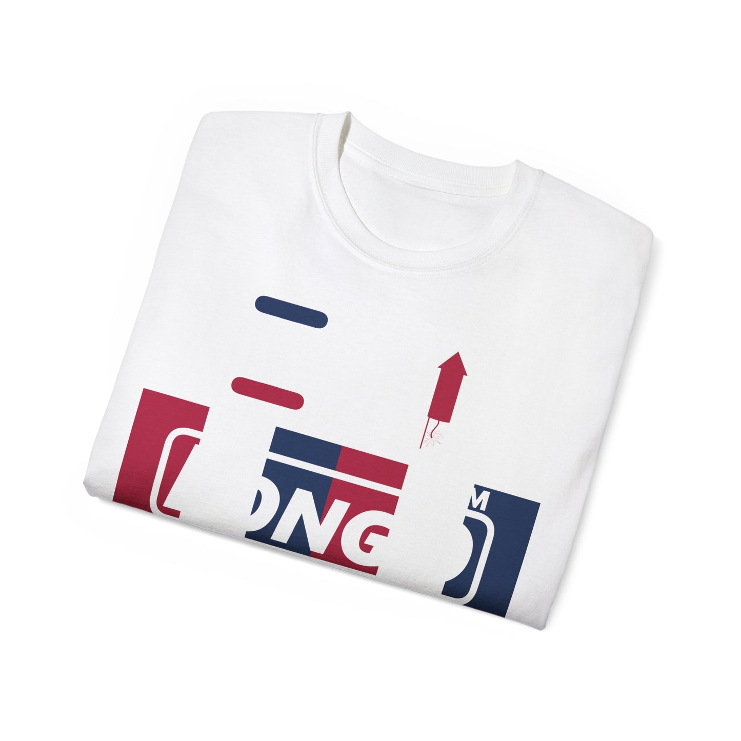 I firecracker LongD negative vertical 6-striped tag-domain logo cotton tee