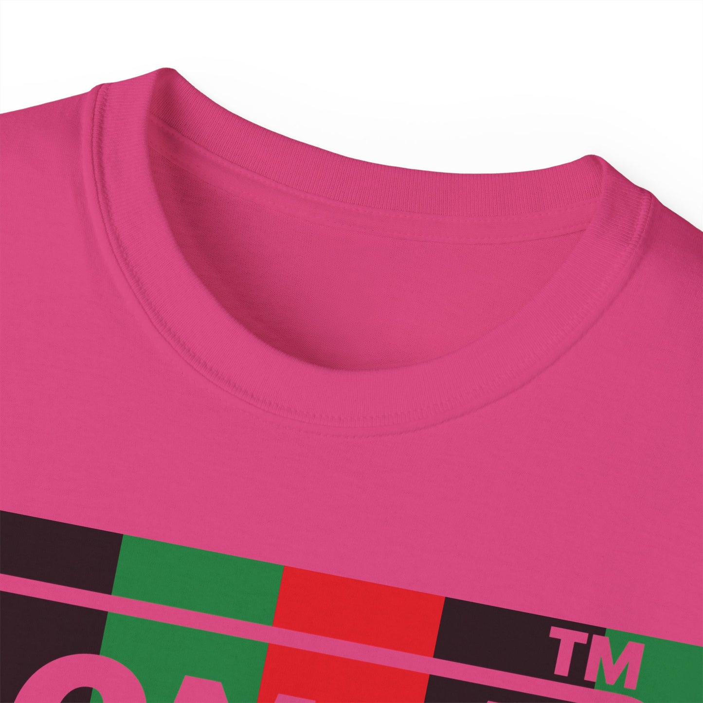 LongD negative vertical 6-striped Hyde Park logo front-back cotton tee (Juneteenth colors)