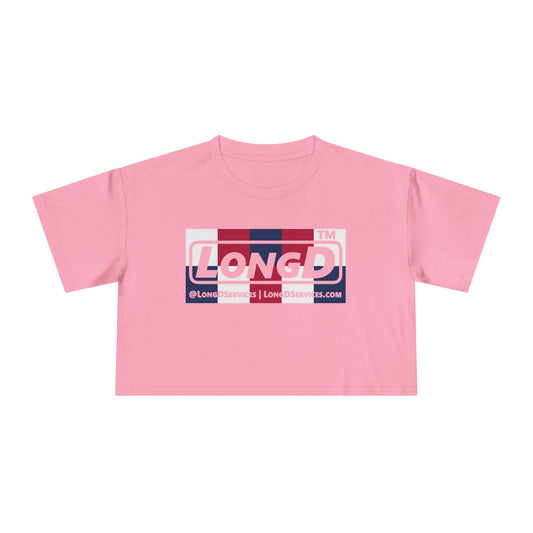 LongD negative 2x5 tag-domain Logo Crop Tee (Patriotic colors)