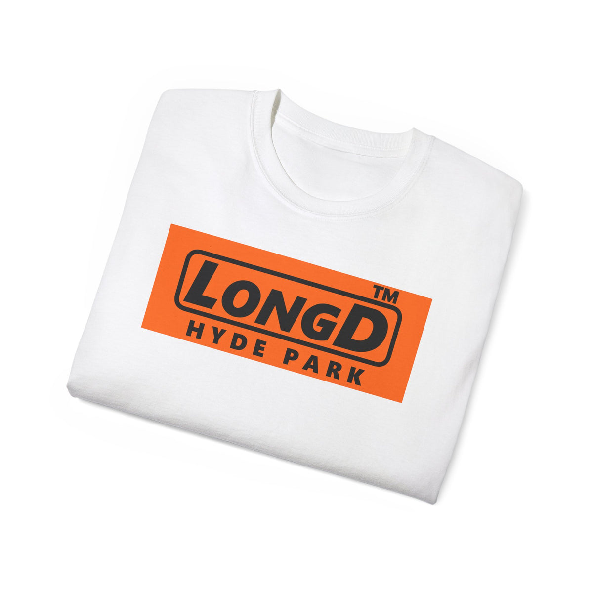 LongD Hyde Park logo Black (000000) on orange (FE7518) (Halloween colors) cotton tee