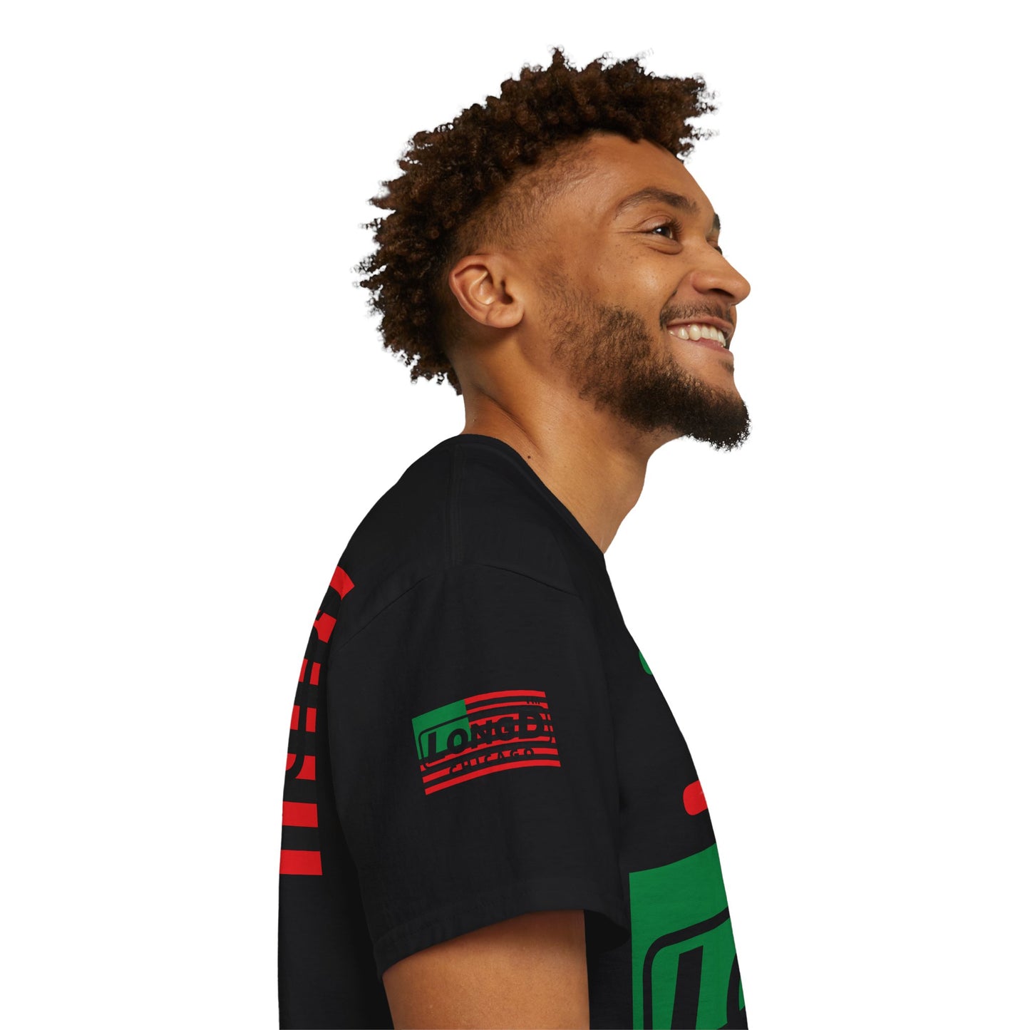 I fist LongD negative flag Chicago logo 4-print cotton tee