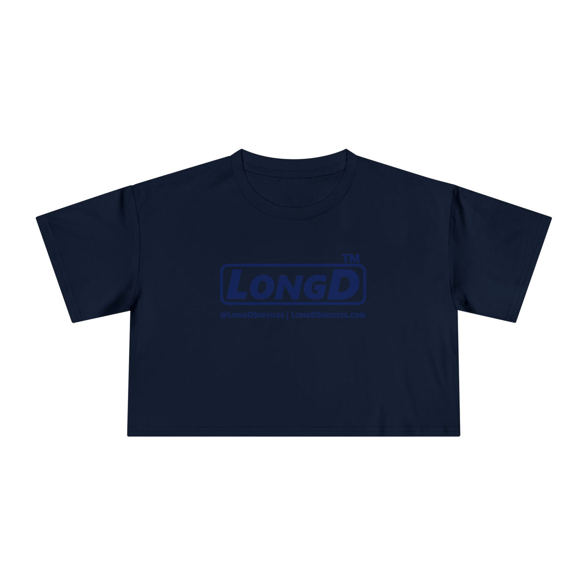 LongD Tag-domain positive basic Navy (002060) logo crop tee