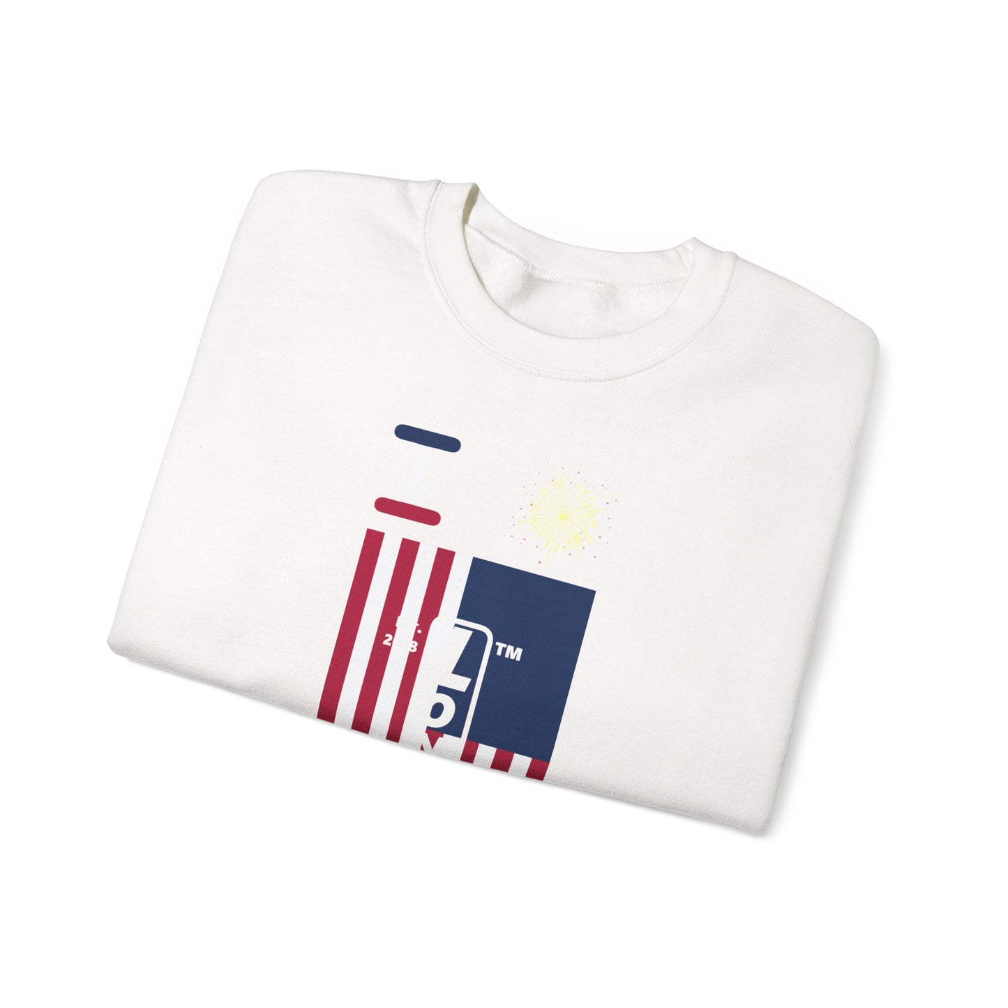 I Burst LongD negative flag tag upright logo crewneck sweatshirt
