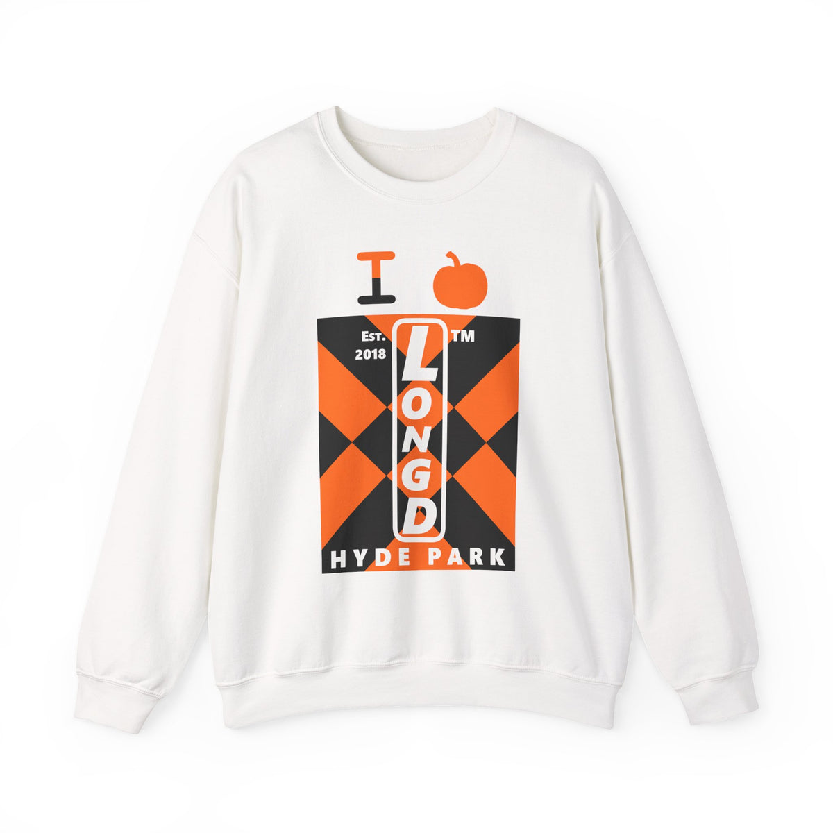 I pumpkin LongD Hyde Park negative upright mixed argyle logo crewneck sweatshirt