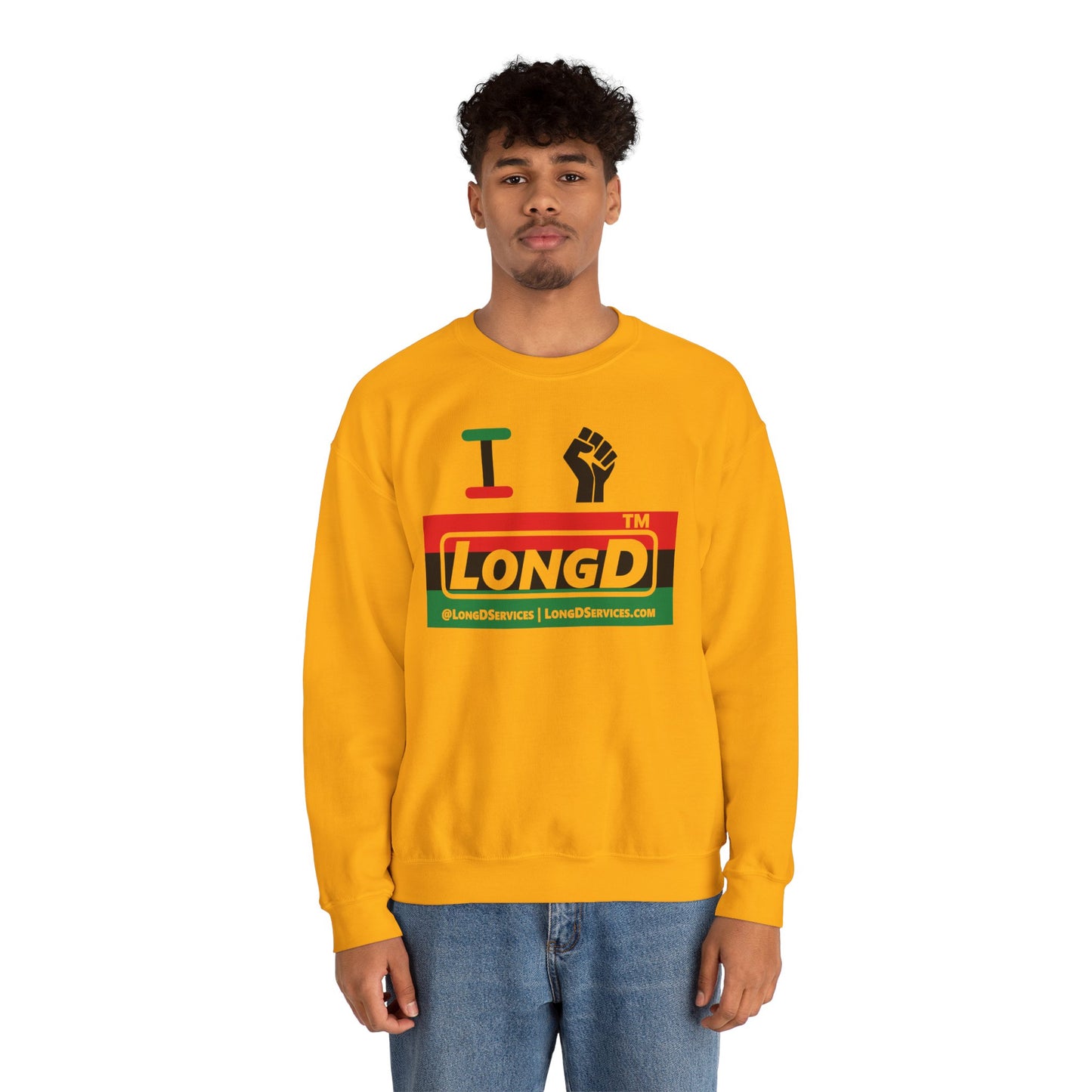 I fist LongD negative horizontal 3-striped tag-domain logo crewneck sweatshirt