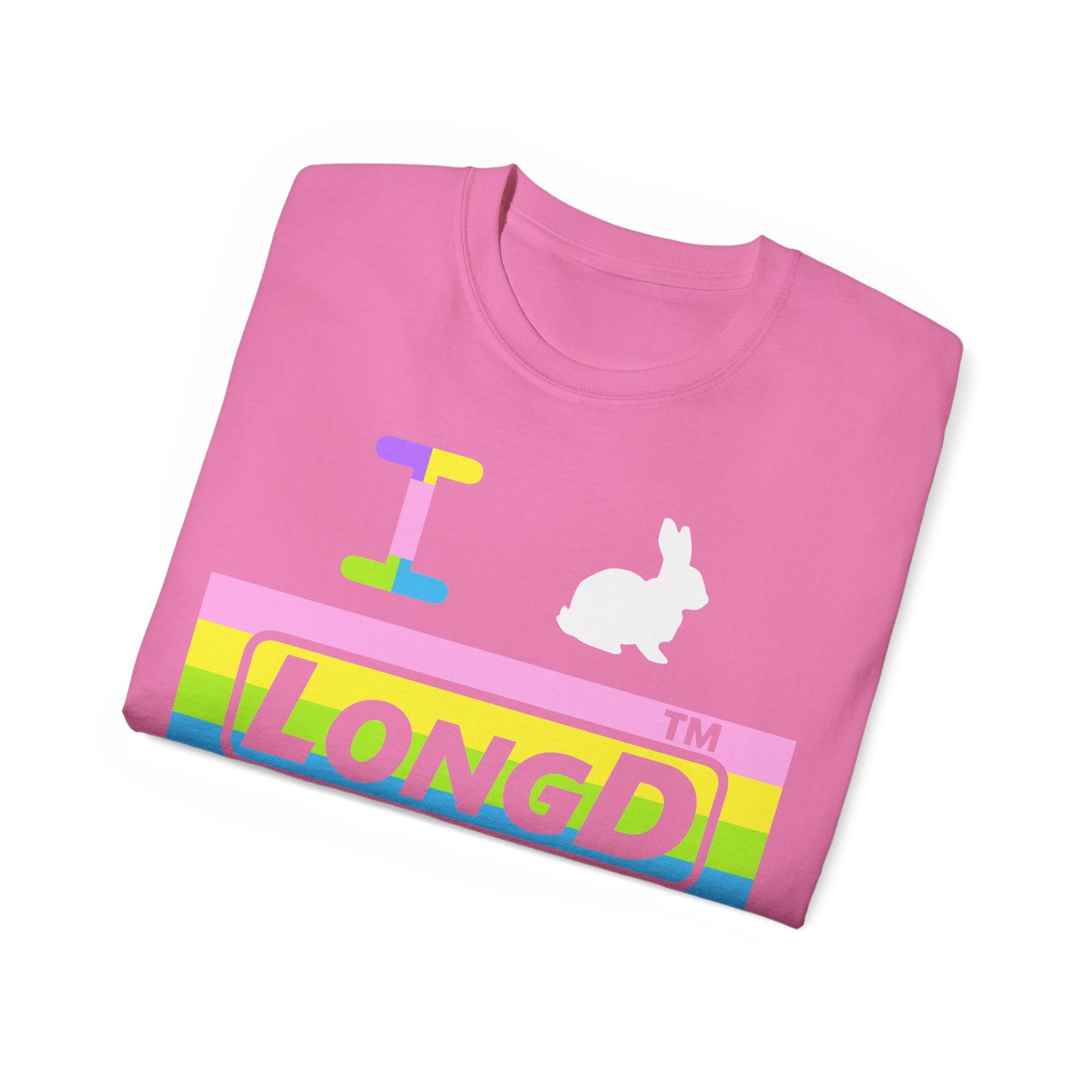 I Bunny LongD® negative horizontal striped Tag Logo Cotton Tee